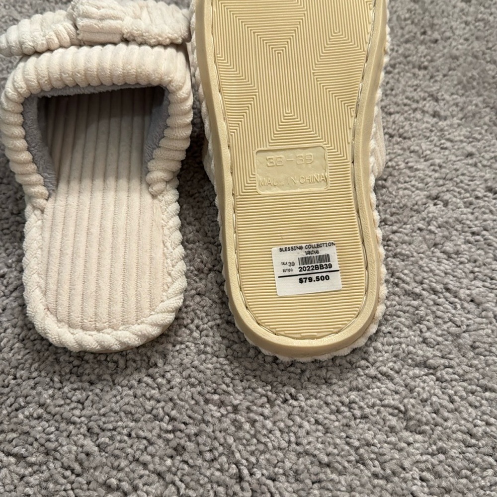 Cream Plush Slippers